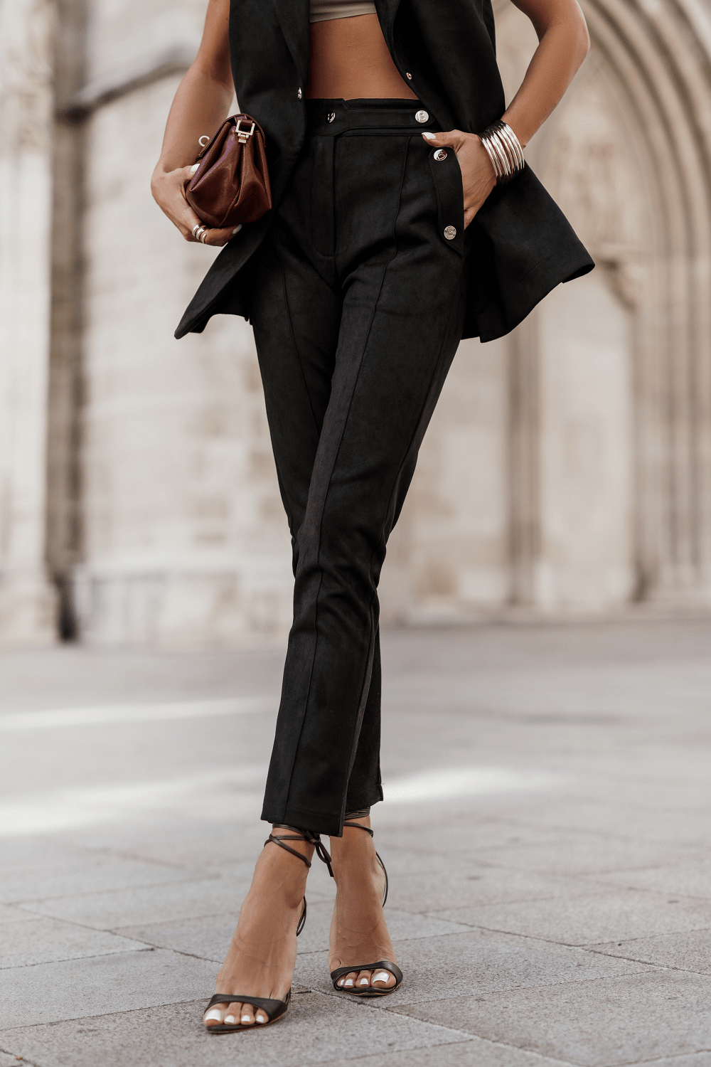 Дамски прави панталони тип цигара KIARA – Черни LaBalancia Roberto Fashion Store Set 5907378515752 M