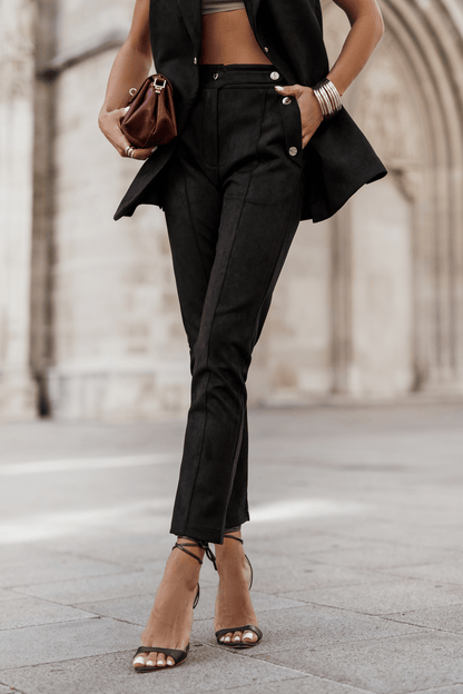 Дамски прави панталони тип цигара KIARA – Черни LaBalancia Roberto Fashion Store Set 5907378515769 S