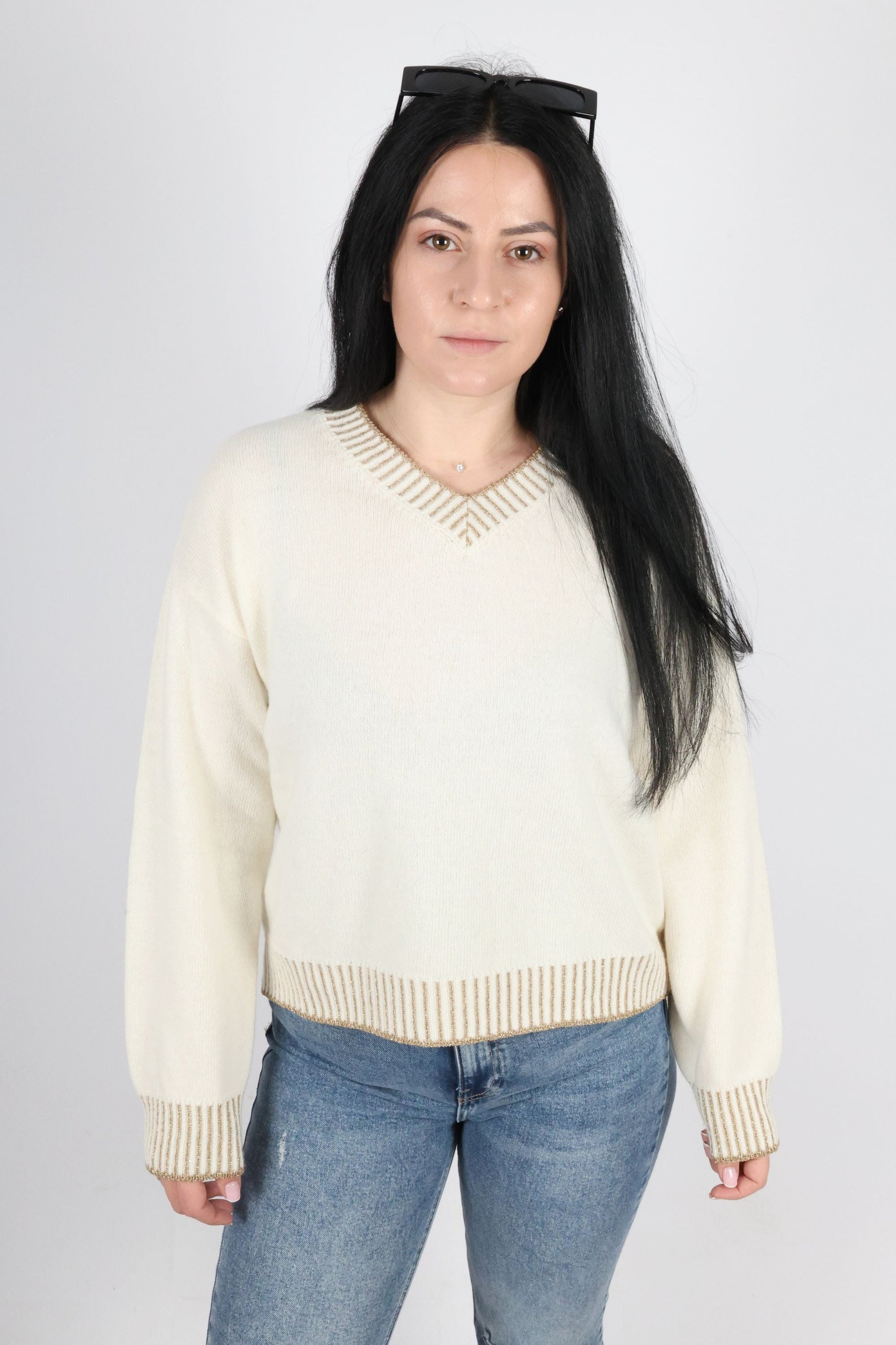 Дамски Пуловер, Бежов & Бял Roberto Fashion Store Sweater WOWBSTU99 TU Beige