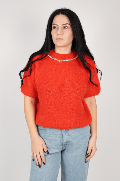 Дамски Пуловер, Бежов, Кафяв, Корал & Лилав Roberto Fashion Store Sweater Y6Z7A833 TU Red