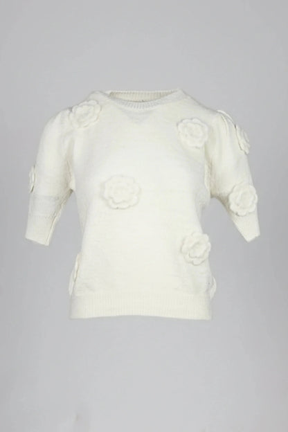 Дамски Пуловер на цветя, Бежов Roberto Fashion Roberto Fashion Store Sweater JNJ0202SWEWHIFLOTU TU