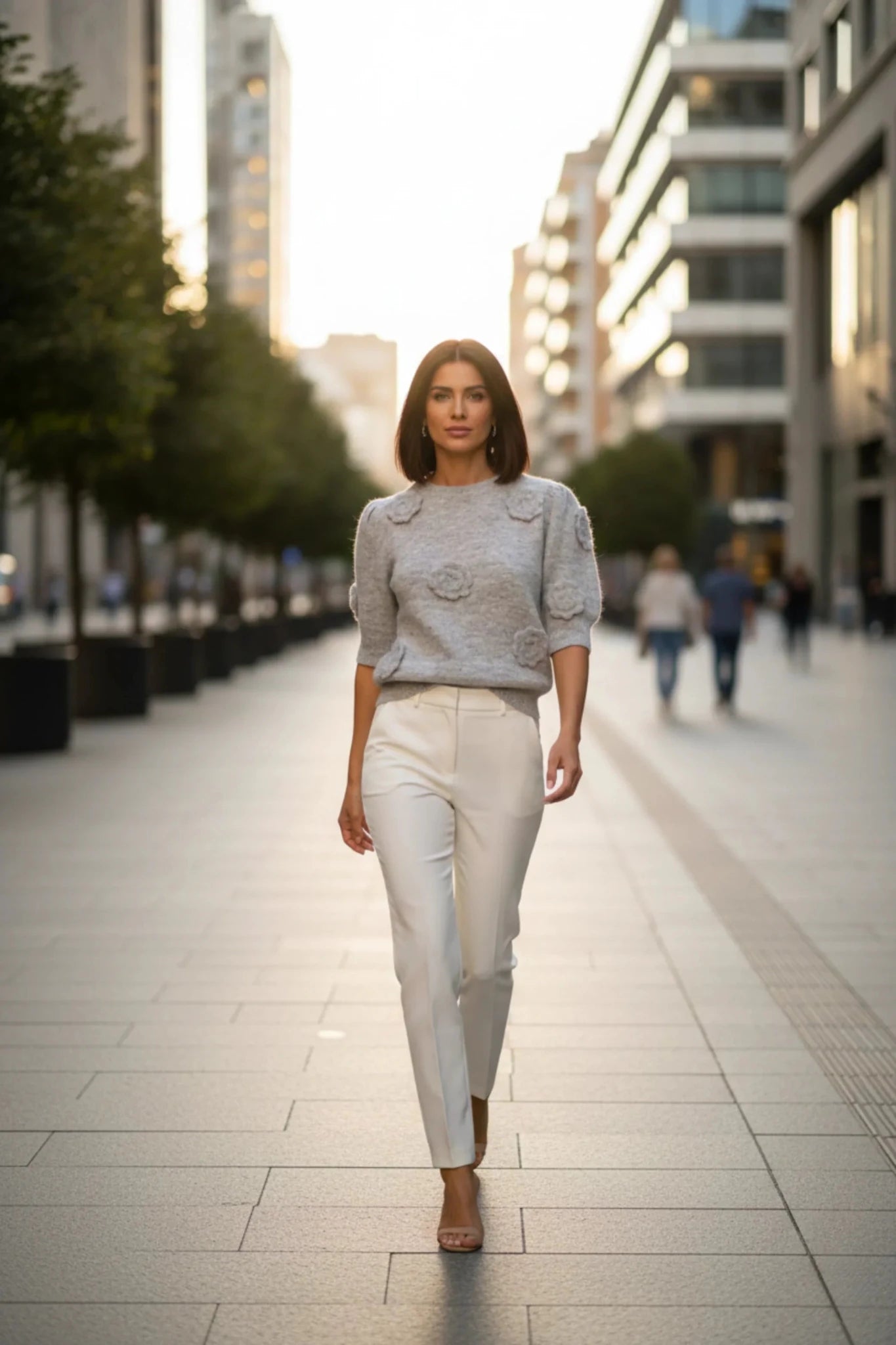 Дамски Пуловер на цветя, Сив Roberto Fashion Roberto Fashion Store Sweater JNJ0202SWEGREFLOTU TU