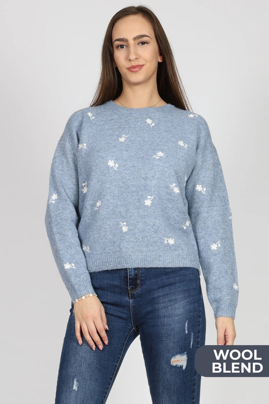 Дамски Пуловер, Син Andy & Lucy Paris Roberto Fashion Store Sweater ANL1311SWEBLUPLMSM S - M