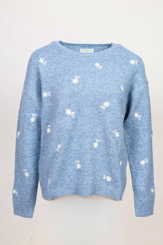 Дамски Пуловер, Син Andy & Lucy Paris Roberto Fashion Store Sweater ANL1311SWEBLUPLMSM S - M Син