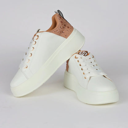 Дамски Сникърси с камъни, Бял Gold&Gold Roberto Fashion Store Sneakers GNG1012SNKWHISTO36 36