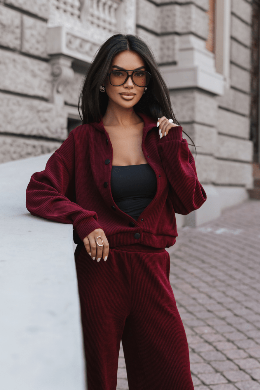 Damen-Sportset BROOKLYN, bordeauxrot, mit modernem urbanem Design LaBalancia Roberto Fashion Store One piece 5907378527557 M/L