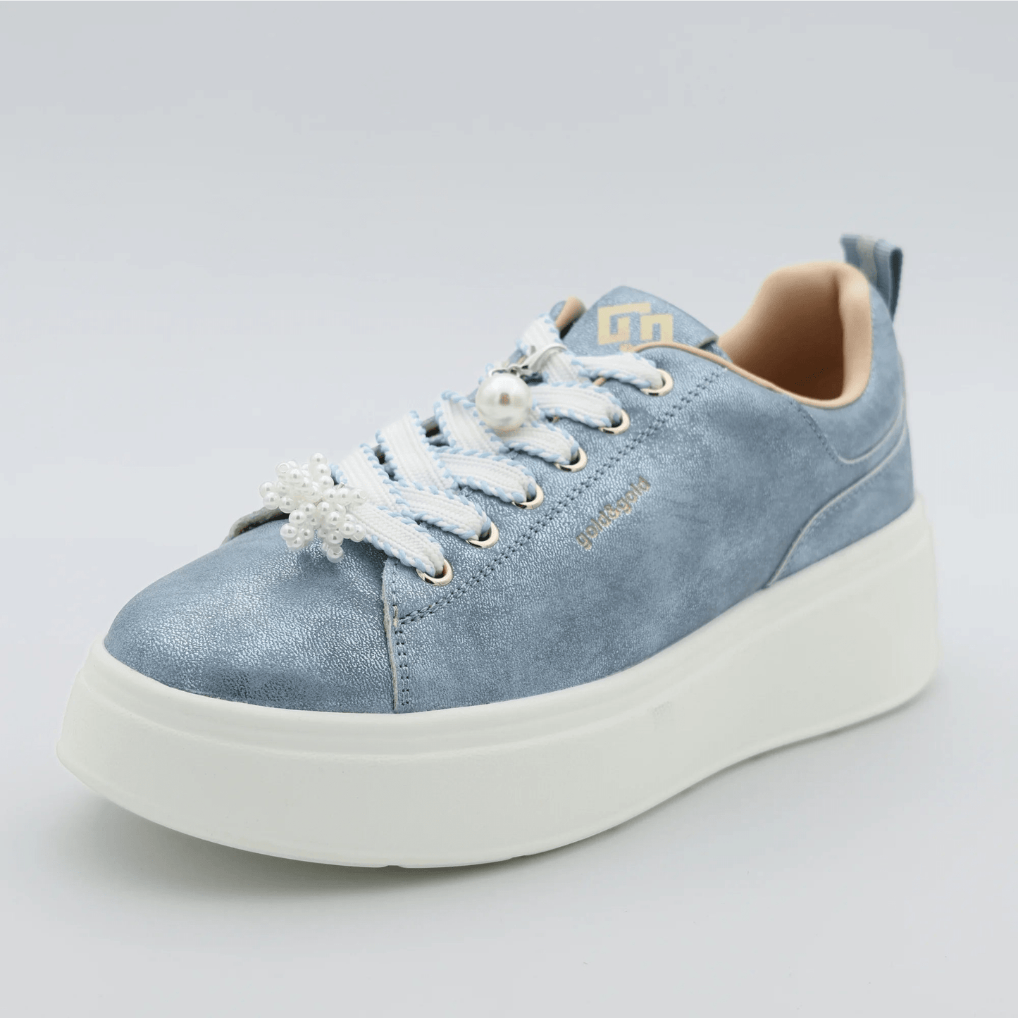 Дамски Спортни Сникърси "Evita Peron" с перли Gold&Gold Roberto Fashion Store Sneakers GNG2603GB1046BLU-36 36