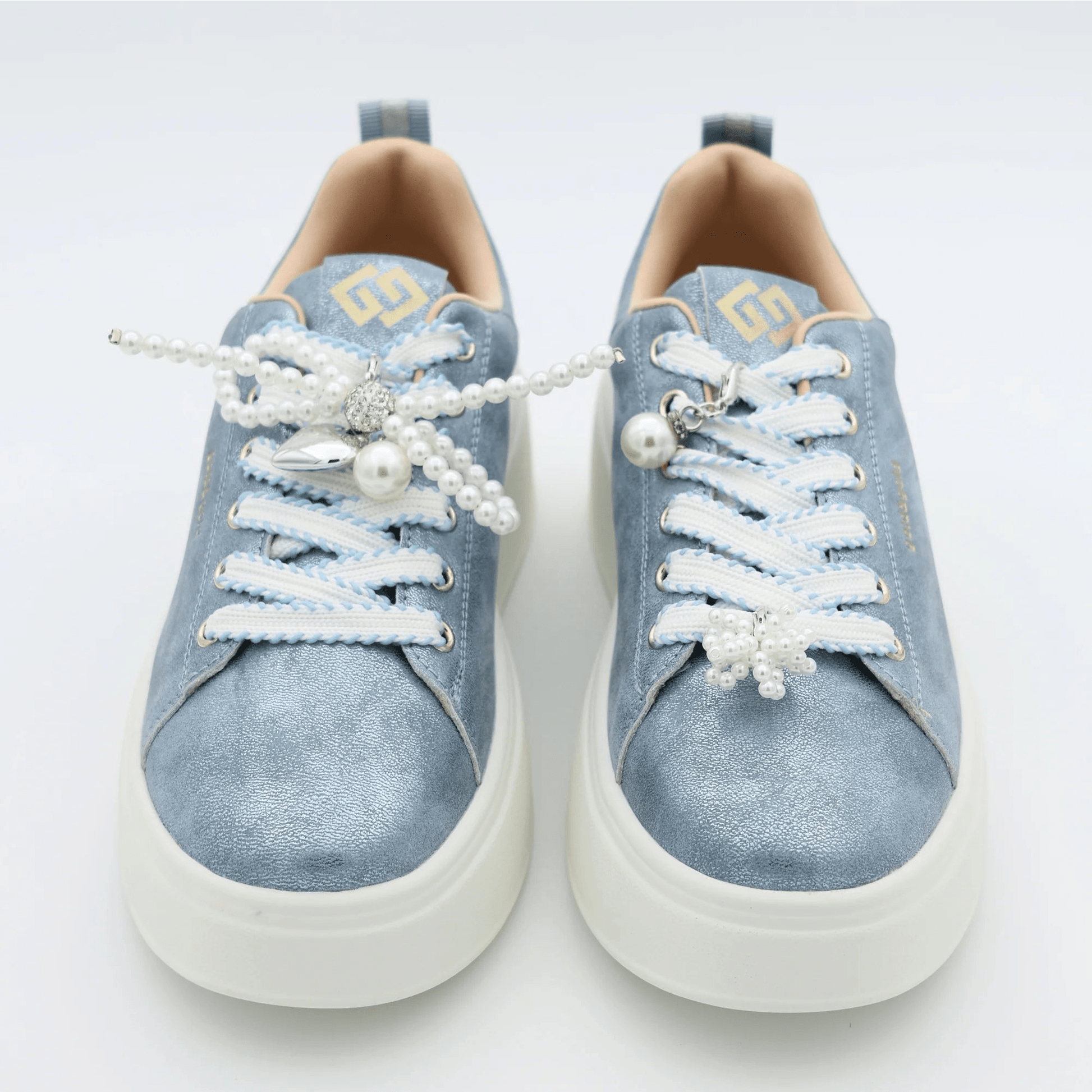 Дамски Спортни Сникърси "Evita Peron" с перли Gold&Gold Roberto Fashion Store Sneakers GNG2603GB1046BLU-36 36