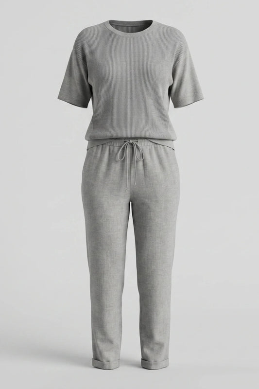 Дамски вискозен плетен комплект 2 в 1 Roberto&Co - сиво Roberto&Co Roberto Fashion Store Set MLI0907SETGRYKNI-42 42