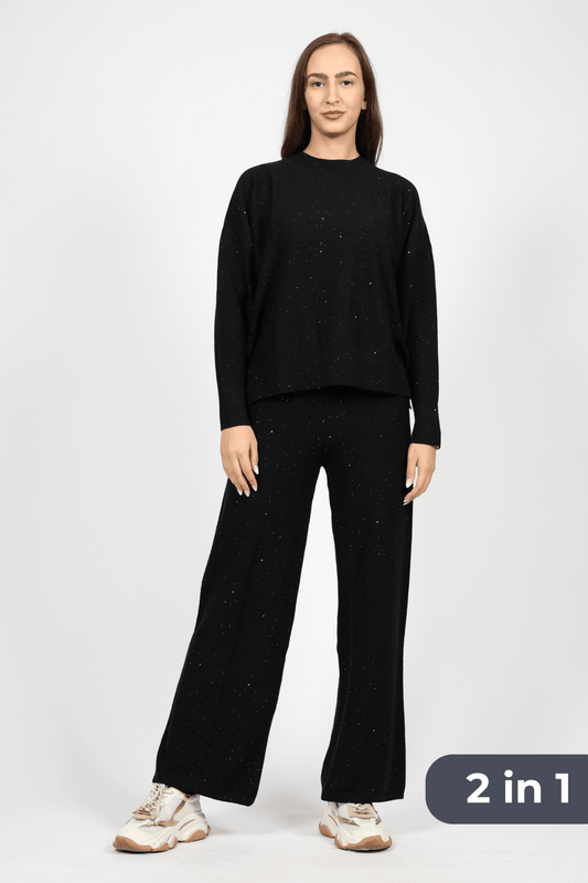 Women's Wool 2-Piece Set, Black