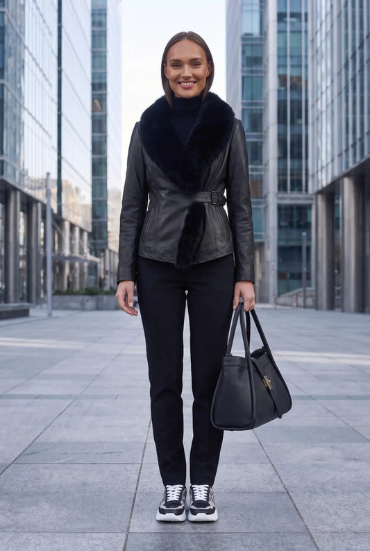 Women's Leather Jacket Capodanno - Black – облечен