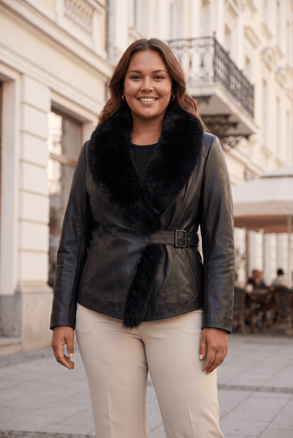Дамско кожено яке Capodanno, черно, плюс сайз Roberto&Co Roberto Fashion Store Jacket LEA3112JCKBLKBL+4XL 2XL