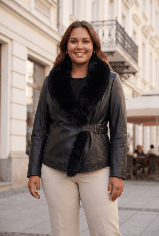 Damen-Lederjacke Capodanno – Schwarz – облечен