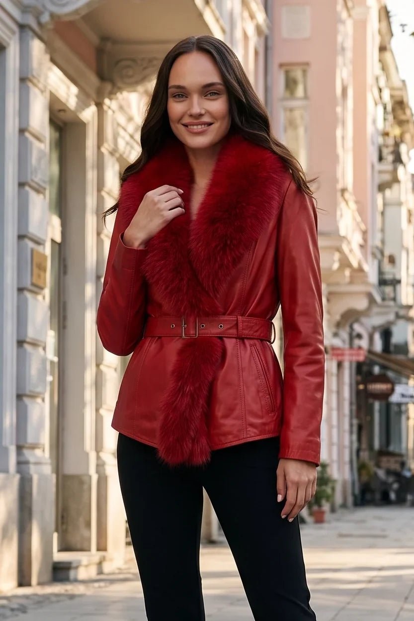 Дамско кожено яке Capodanno, червено Roberto&Co Roberto Fashion Store Jacket LEA3112JCKREDBLT-M XS