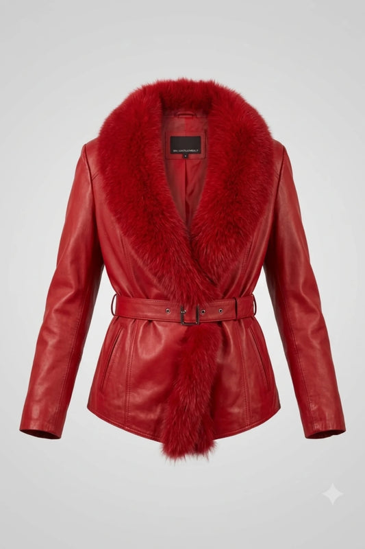 Дамско кожено яке Capodanno - червено Roberto&Co Roberto Fashion Store Jacket LEA3112JCKREDBL+4XL 2XL