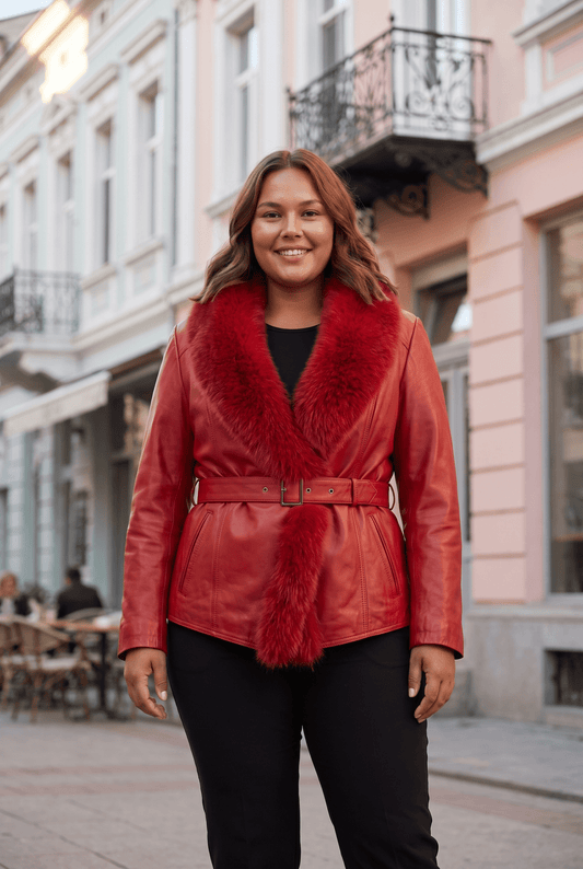 Damen-Lederjacke Capodanno – rot – облечен