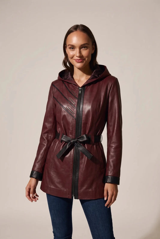 Damen-Lederjacke, Rot – облечен