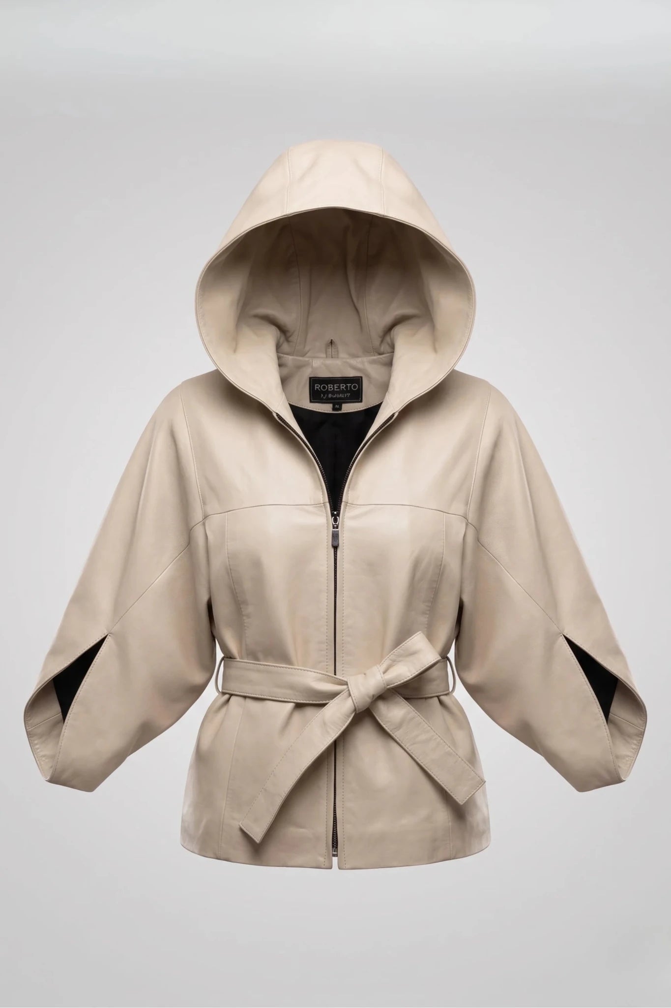 Дамско кожено яке "Dita" с качулка създадено от 100% агнешка кожа - Напа Roberto&Co Roberto Fashion Store One piece LEA1804CPEBEIBLT-M XS