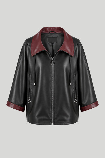 Дамско кожено яке Duomo, черно, плюс сайз Roberto&Co Roberto Fashion Store Jacket LEA0609JCKBLOVS+4XL 2XL