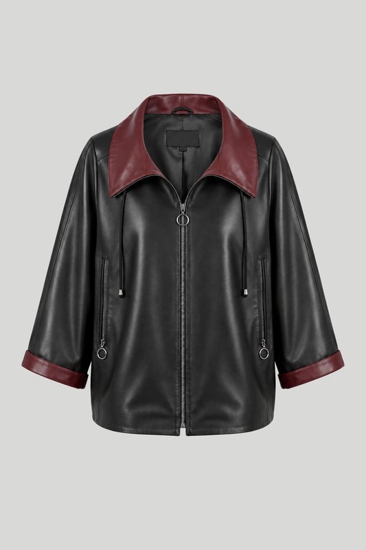 Damen-Lederjacke Duomo, schwarz, Plus Size – снимка на продукта