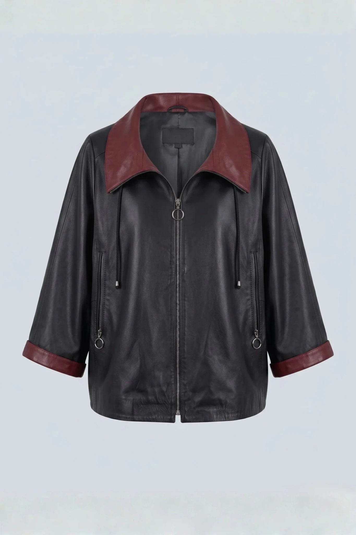 Дамско кожено яке Duomo, черно с червена яка Roberto&Co Roberto Fashion Store Jacket LEA0609JCKBLKOVS-M XS
