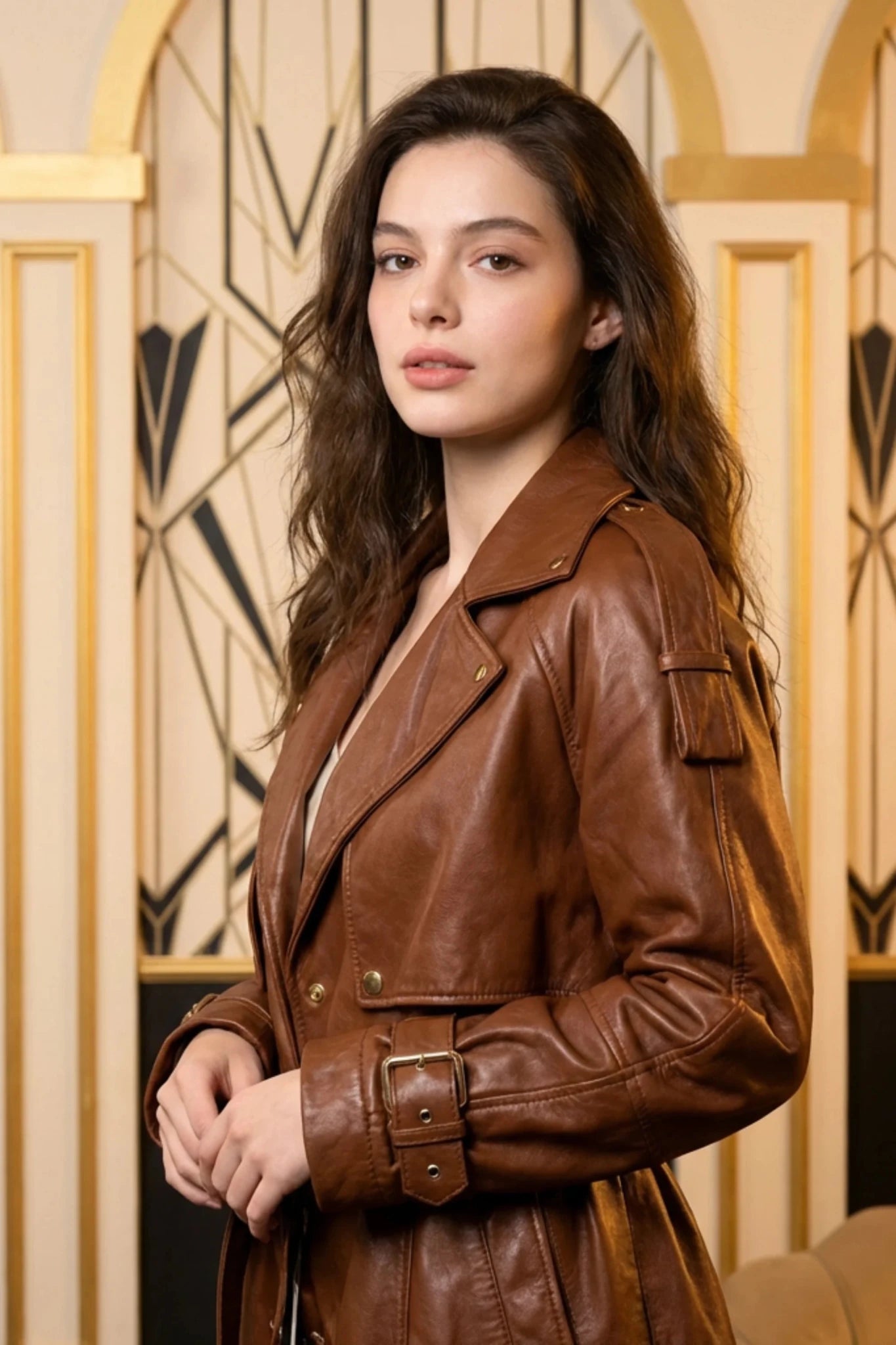 Дамско кожено яке "Eva" ot 100% Агнешка кожа - Напа Roberto&Co Roberto Fashion Store One piece LEA1804JCKLBRBLT-S S