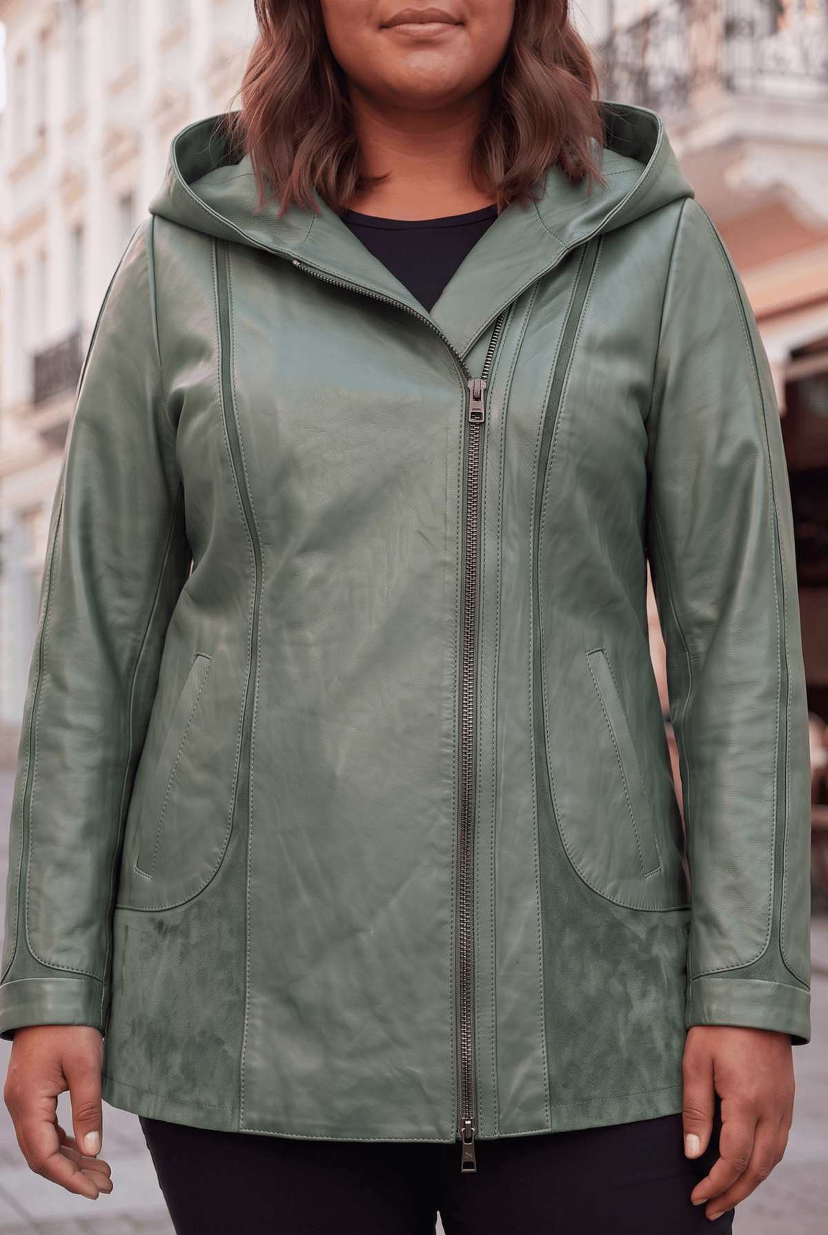 Дамско кожено яке Siena, пастелно зелено, плюс сайз Roberto&Co Roberto Fashion Store Jacket LEA2505JCKGPSVL+2XL 2XL