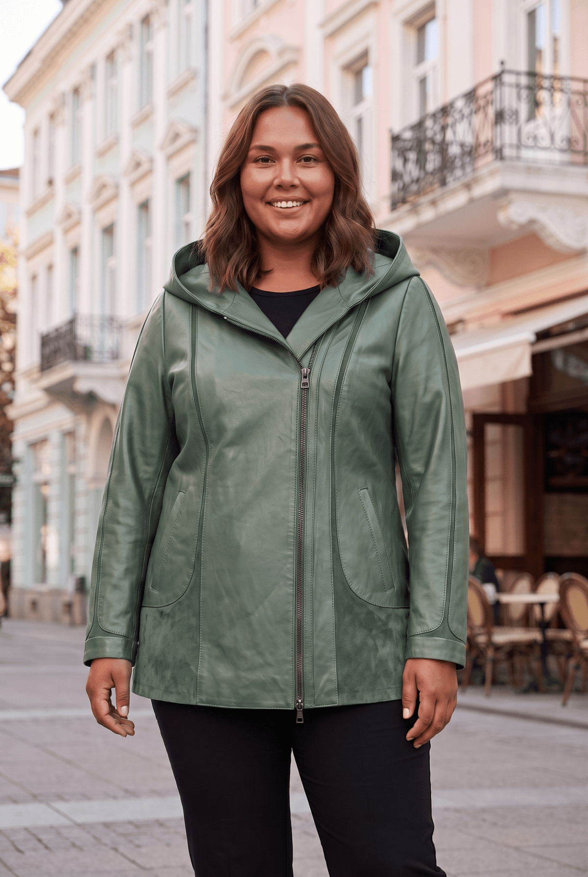 Дамско кожено яке Siena, пастелно зелено, плюс сайз Roberto&Co Roberto Fashion Store Jacket LEA2505JCKGPSVL+2XL 2XL