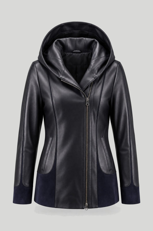 Damen-Lederjacke Siena in Dunkelblau – снимка на продукта