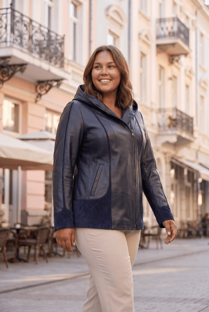 Дамско кожено яке Siena, тъмносиньо, плюс сайз Roberto&Co Roberto Fashion Store Jacket LEA2505JCKNAVVL+2XL 2XL