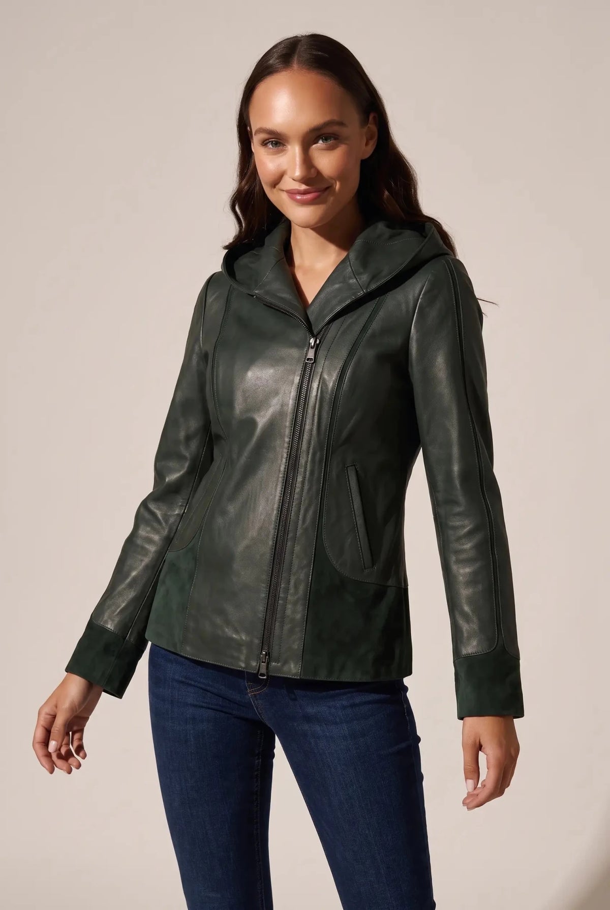 Дамско кожено яке Siena в зелен цвят Roberto&Co Roberto Fashion Store Jacket LEA2505JCKGRNVLR-XS XS