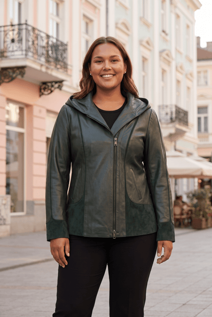 Дамско кожено яке Siena, зелено, плюс сайз Roberto&Co Roberto Fashion Store Jacket LEA2505JCKGRNVL+2XL 2XL