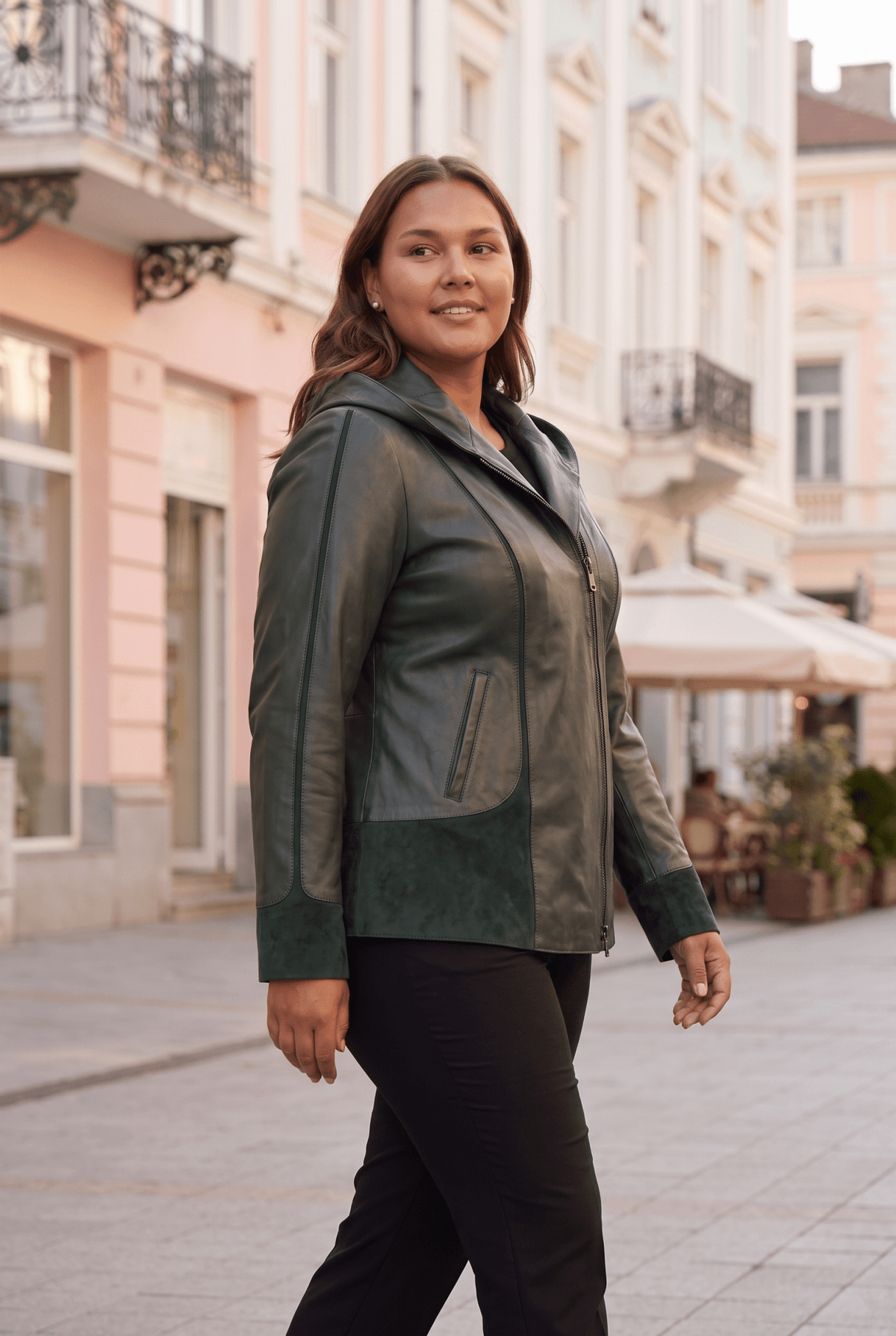 Дамско кожено яке Siena, зелено, плюс сайз Roberto&Co Roberto Fashion Store Jacket LEA2505JCKGRNVL+2XL 2XL