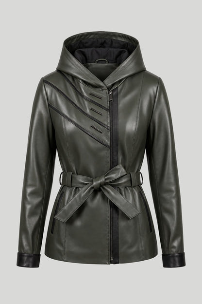 Дамско Кожено Яке, Зелен Roberto&Co Roberto Fashion Store Jacket LEA2511JCKGRNBLTM XS