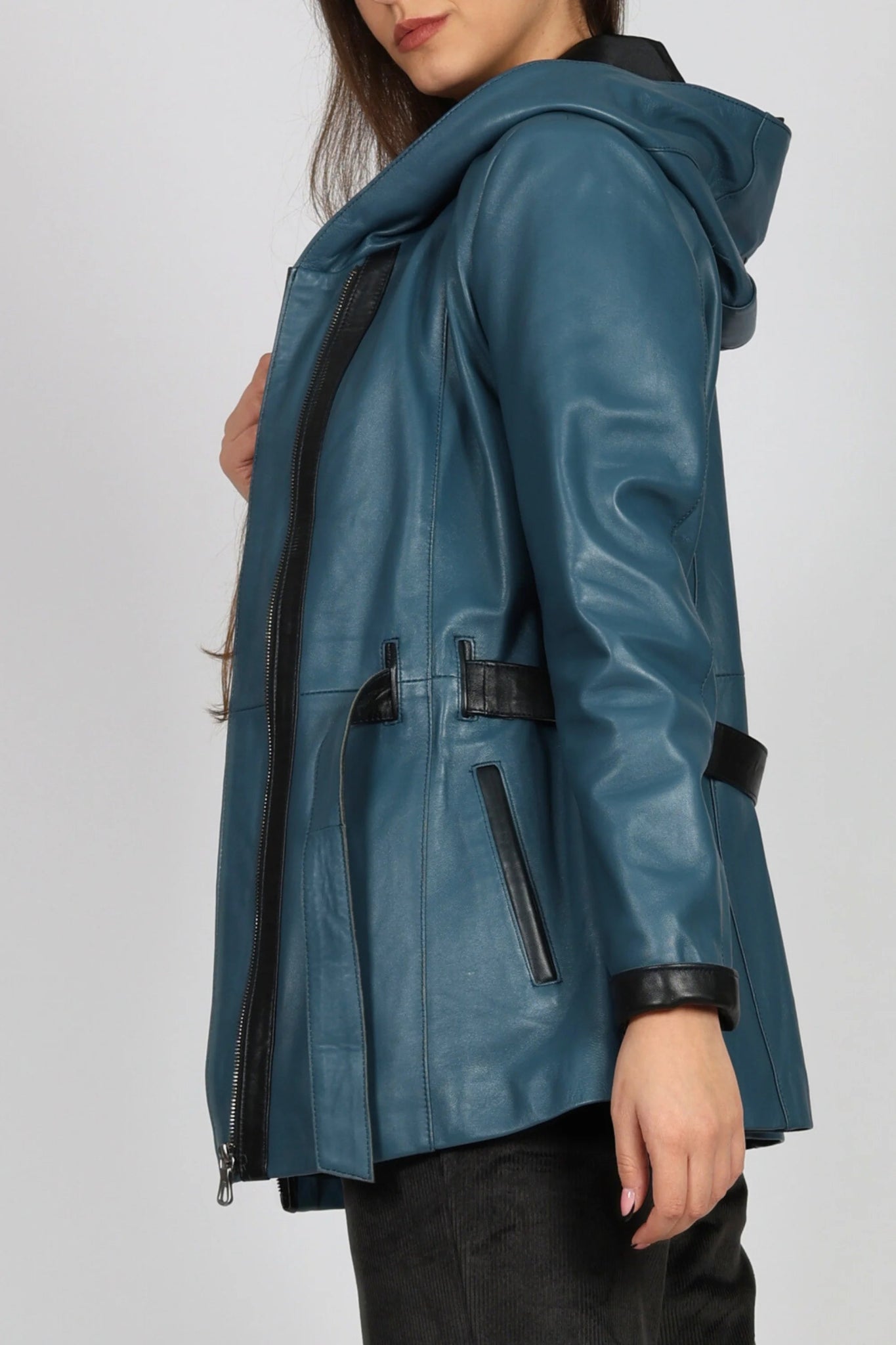 Дамско Кожено Яке, Син Roberto Fashion Roberto Fashion Store Jacket LEA2511JCKPETBLTM XS