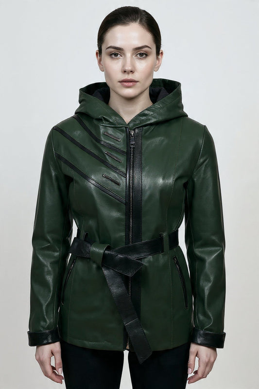 Дамско Кожено Яке, Зелен Roberto Fashion Roberto Fashion Store Jacket LEA2511JCKGRNBLTM XS