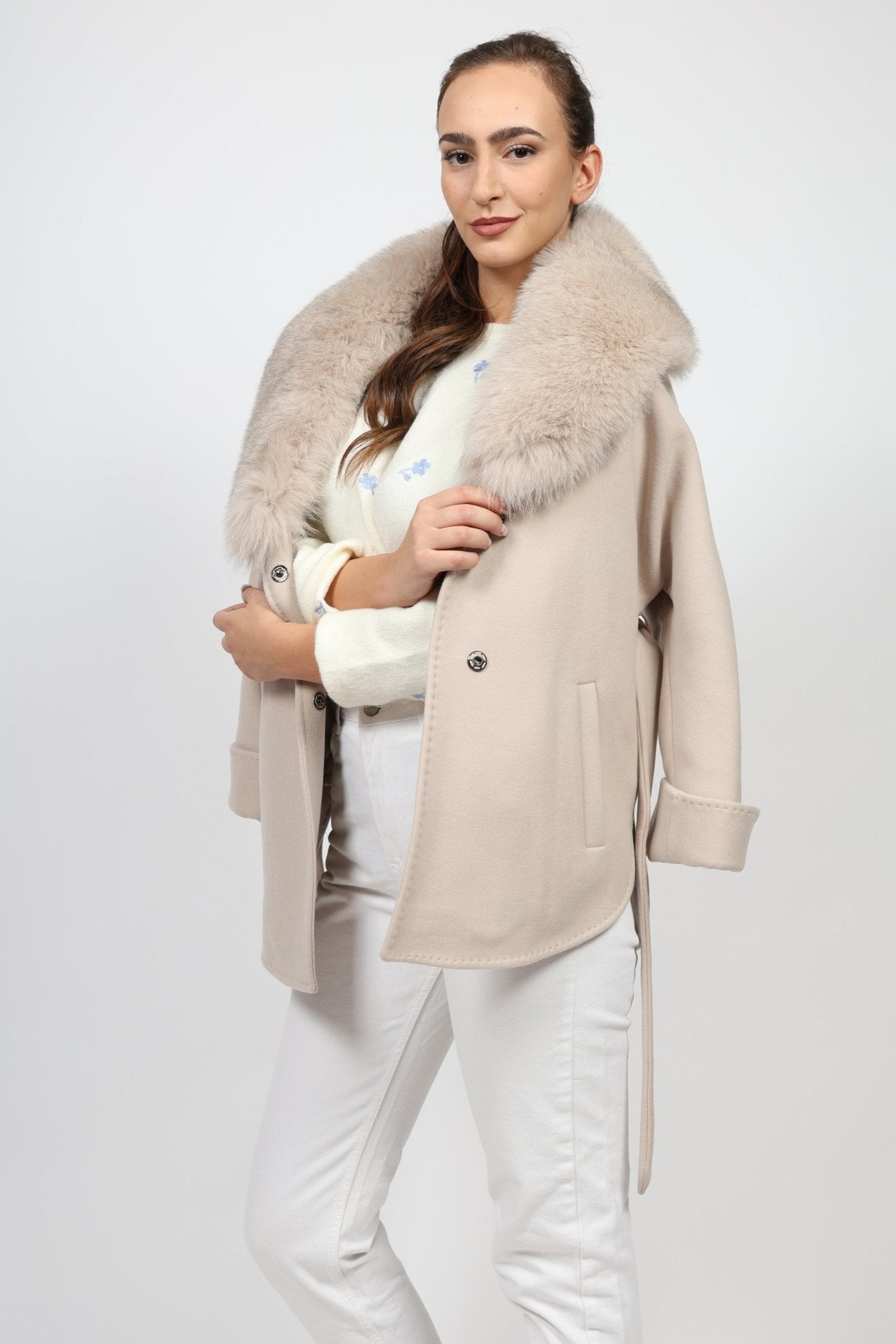 Дамско Палто, Бежов Modalinea Roberto Fashion Store Coat MDL1311COABEIFUR38 38 Бежов