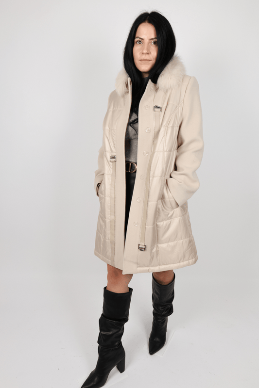 Дамско Палто, Бежов, Зелен & Кафяв Roberto Fashion Store Coat BLROB319 36 EU Beige