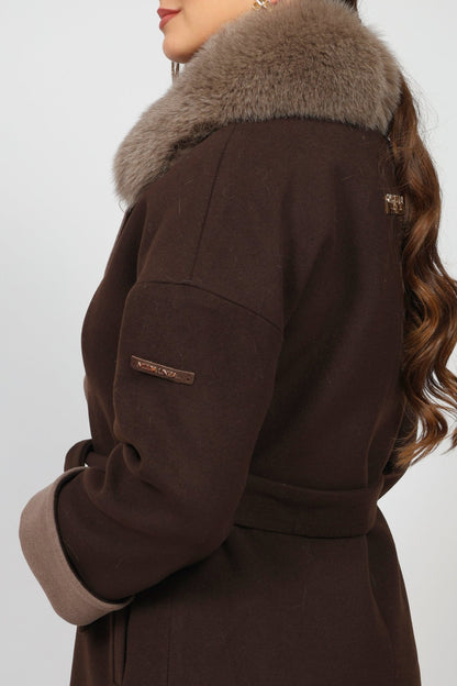 Дамско Палто, Кафяв Modalinea Roberto Fashion Store Coat MDL1711COABRWTRK38 38 Кафяв
