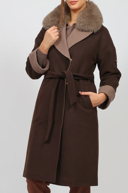 Дамско Палто, Кафяв Modalinea Roberto Fashion Store Coat MDL1711COABRWTRK38 38 Кафяв