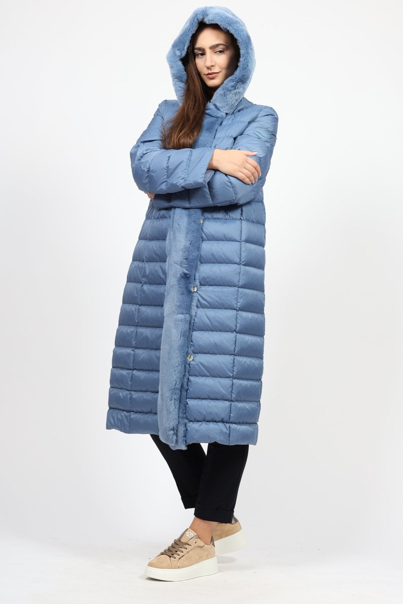 Women's Goose Down Coat, Sky Blue