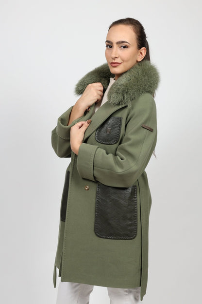 Дамско Палто, Зелен Modalinea Roberto Fashion Store Coat MDL1411COAGRNFUR38 38 Зелен