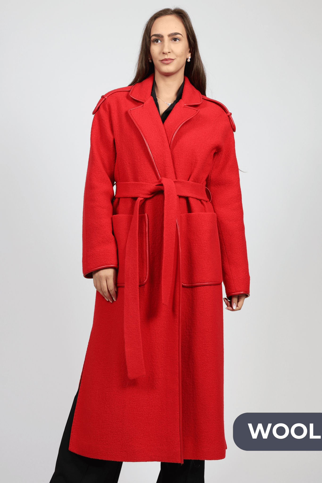 Women's Wool Coat, Red
