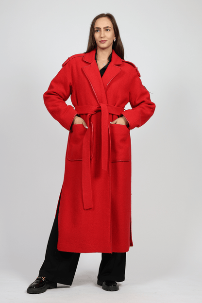 Women's Wool Coat, Red