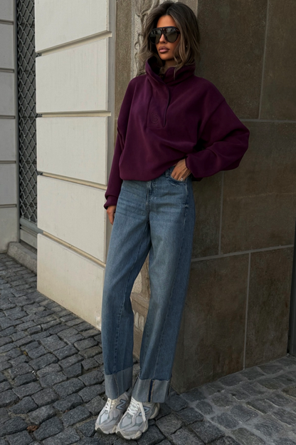 ASPEN women's sweatshirt in cotton and elastane, plum color, one size (UNI)