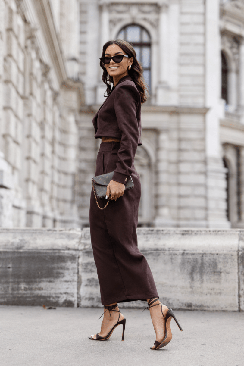 Елегантен комплект WARRIS - кафяво (марнирока и пола) LaBalancia Roberto Fashion Store Set 5907378514748 M/L