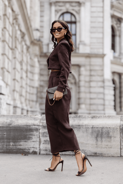 Елегантен комплект WARRIS - кафяво (марнирока и пола) LaBalancia Roberto Fashion Store Set 5907378514731 XS/S