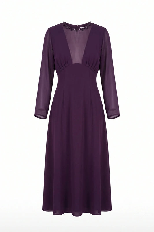 Елегантна миди рокля Roberto&Co - лилаво Roberto&Co Roberto Fashion Store Dress NLZ0907DRSPURMID-36 36