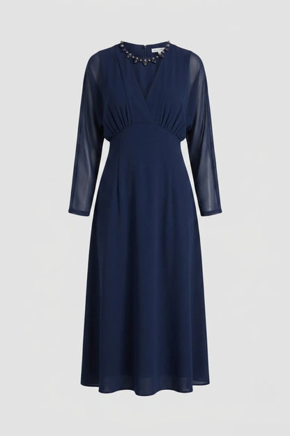 Елегантна миди рокля Roberto&Co - синьо Roberto&Co Roberto Fashion Store Dress NLZ0907DRSBLUMID-36 36