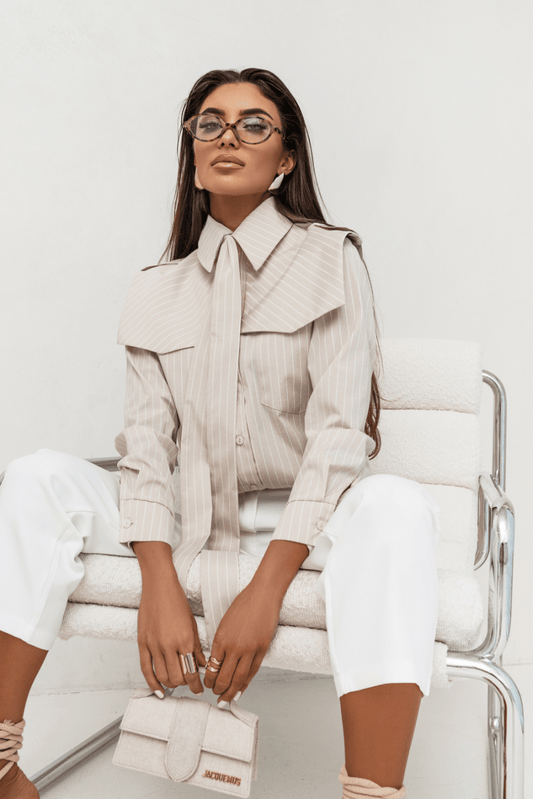 Елегантна риза MILO с бежови райета LaBalancia Roberto Fashion Store Set 5907378518241 S